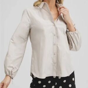 Chico’s Smokey Taupe Puff Sleeve Top NWT sz 18 or 3.5